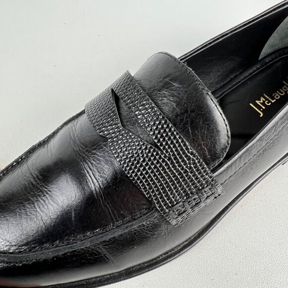 J McLaughlin Womens Concetta Black Leather Penny Loafer Flats Slip On size 6.5 - Picture 8 of 15
